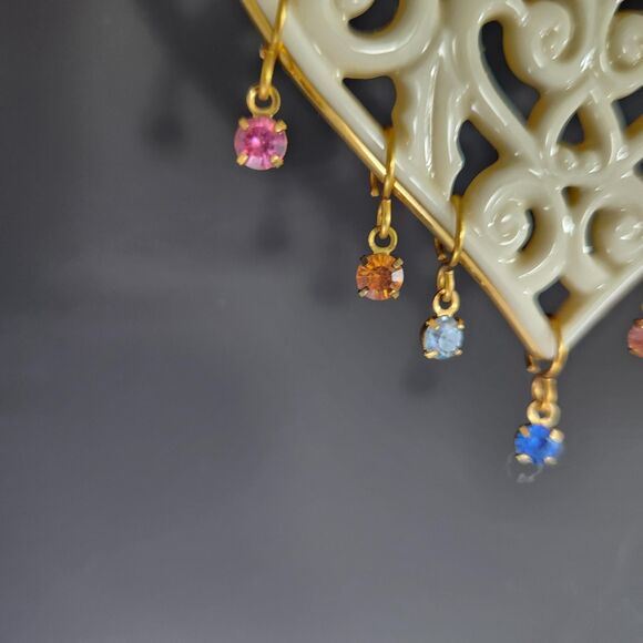 Lenox Mothers Heart Pierced Jeweled Christmas Ornament Hanging Crystals VTG Box - Picture 3 of 7